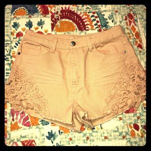 Peach and side lace Sm.  Shorts